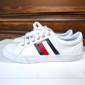 Tommy Hilfiger White Sneakers with Red and Blue Stripes